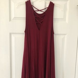 Maroon Tank T-shirt Dress